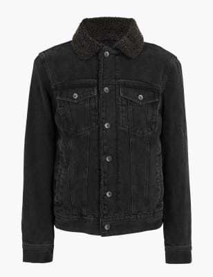 black borg lined denim jacket mens