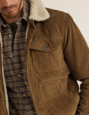 Borg lined corduroy jacket mens sale