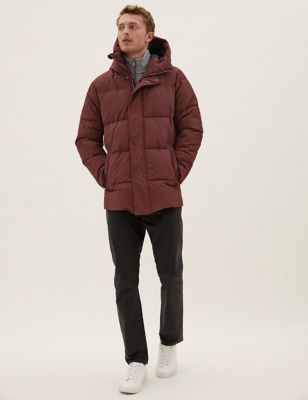 

Mens M&S Collection Hooded Puffer Jacket with Thermowarmth™ - Burgundy, Burgundy