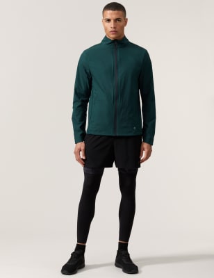 Marks And Spencer Mens GOODMOVE Recycled Lightweight Funnel Neck Jacket - Bottle Green