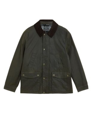 

Mens M&S Collection Cotton Wax Jacket with Stormwear™ - Olive, Olive