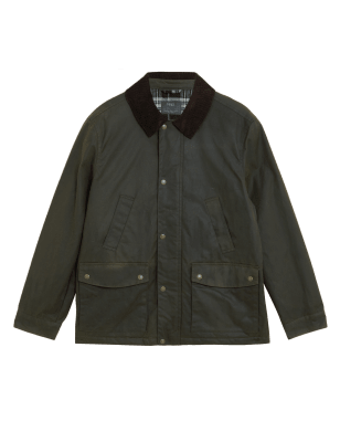 

Mens M&S Collection Cotton Wax Jacket with Stormwear™ - Olive, Olive