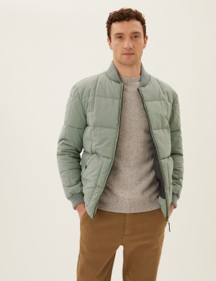 

Mens M&S Collection Quilted Bomber Jacket with Thermowarmth™ - Khaki, Khaki