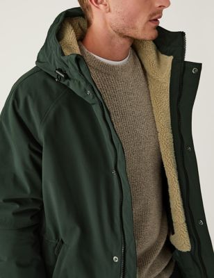 

Mens M&S Collection Borg Lined Parka Jacket with Stormwear™ - Green, Green