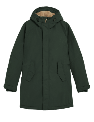 

Mens M&S Collection Borg Lined Parka Jacket with Stormwear™ - Green, Green