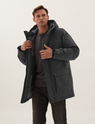 

Mens M&S Collection Cotton Parka Jacket with Thermowarmth™ - Charcoal, Charcoal