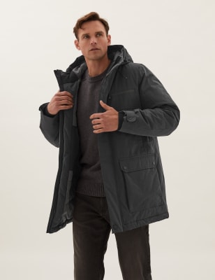 

Mens M&S Collection Baumwollparka mit Thermowarmth™ - Charcoal, Charcoal