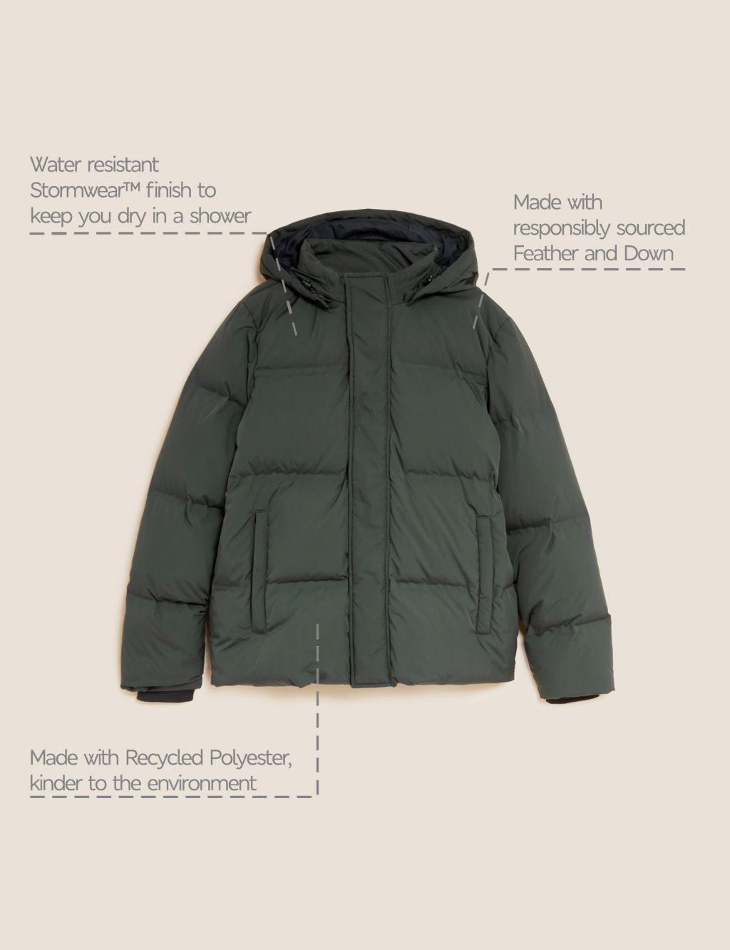 Feather and Down Puffer Jacket with Stormwear™ image 7