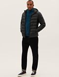Feather and Down Hooded Puffer Jacket