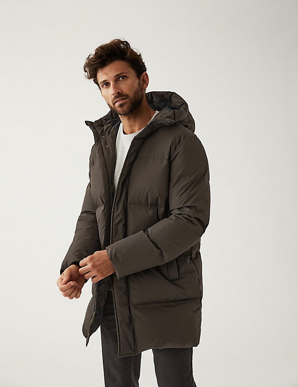 Feather and Down Padded Parka Coat - CL