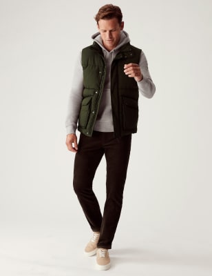 Marks And Spencer Mens M&S Collection Padded Gilet with Thermowarmth - Khaki