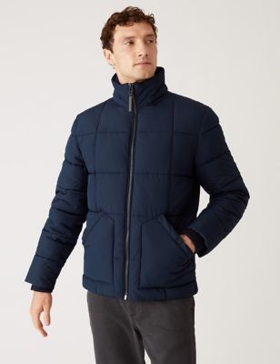 Marks And Spencer Mens M&S Collection Hooded Puffer Jacket with Thermowarmth - Navy