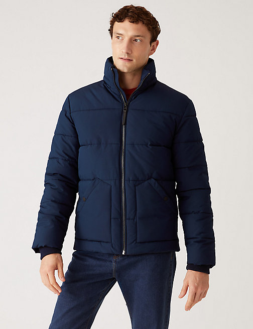 Marks And Spencer Mens M&S Collection Padded Puffer Jacket with Thermowarmth - Navy