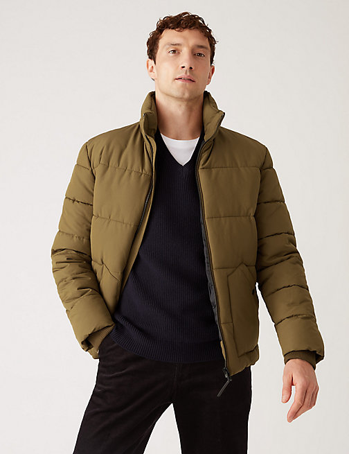 Marks And Spencer Mens M&S Collection Padded Puffer Jacket with Thermowarmth - Camel