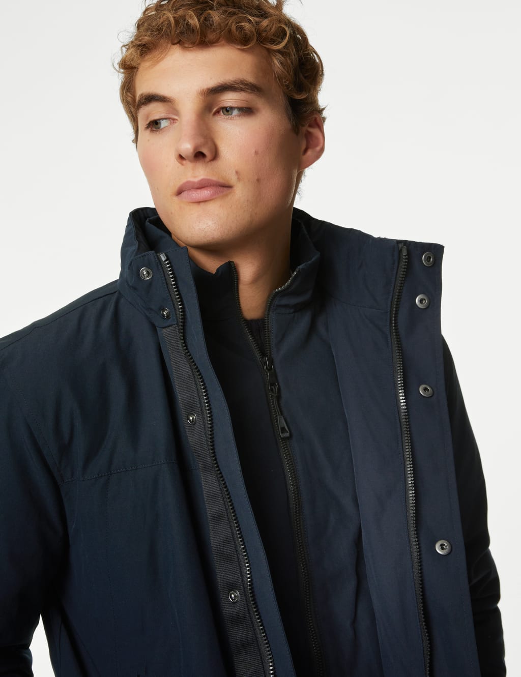 Cotton Blend Double Collar Technical Jacket image 3