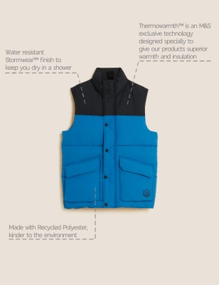 

M&S Collection Chaleco con relleno de bloques de color con Thermowarmth™Mens - Blue Mix, Blue Mix