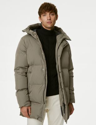 

Mens M&S Collection Feather & Down Padded Hooded Puffer Jacket with Stormwear™ - Mole, Mole