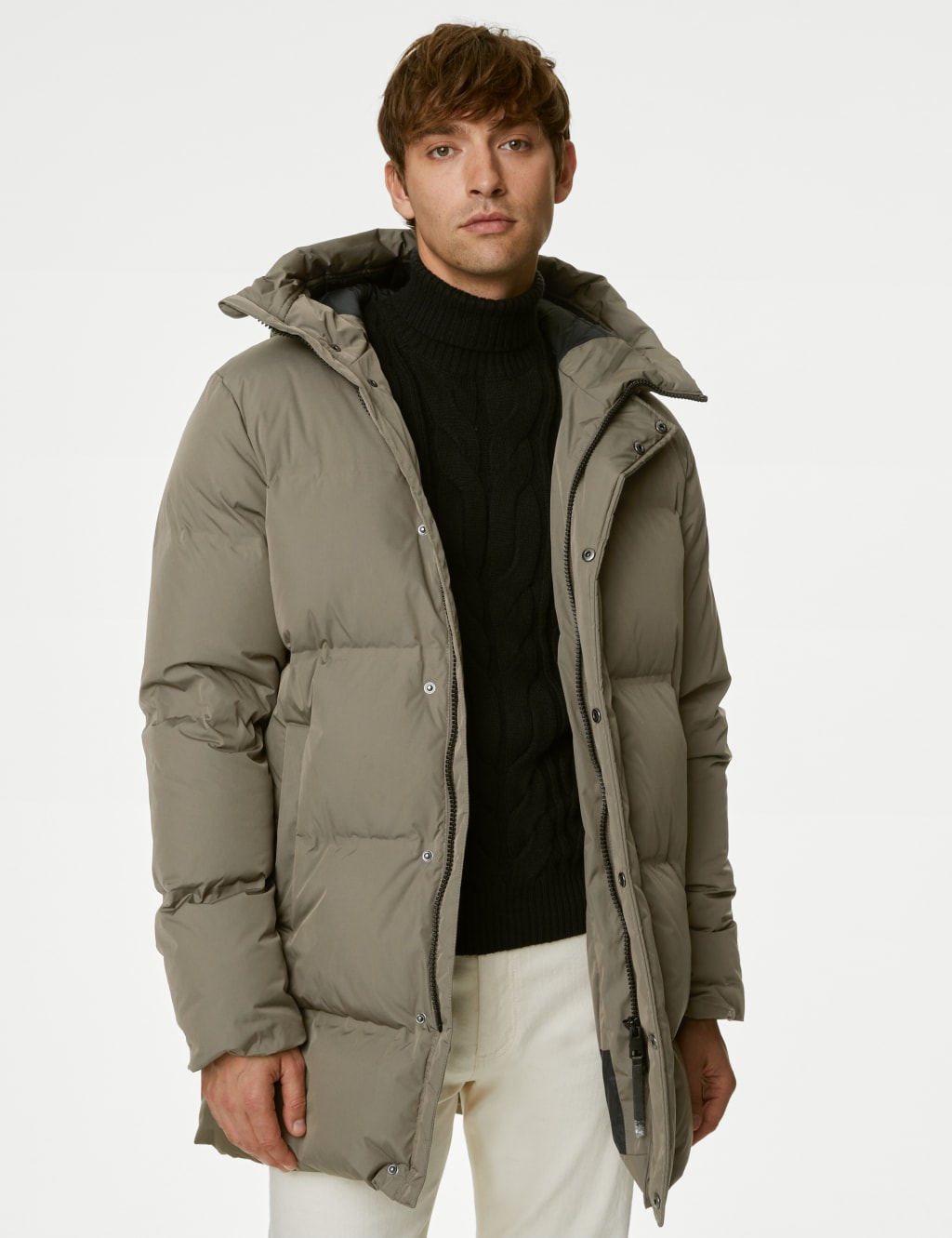 Feather & Down Padded Hooded Puffer Jacket with Stormwear™ image 1