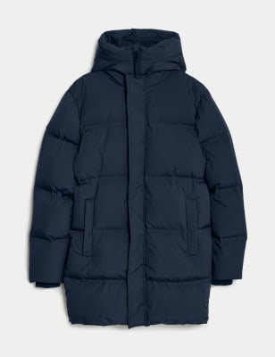 

Mens M&S Collection Feather & Down Padded Hooded Puffer Jacket - Dark Navy, Dark Navy