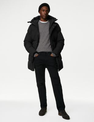 

Mens M&S Collection Feather & Down Padded Hooded Puffer Jacket with Stormwear™ - Black, Black