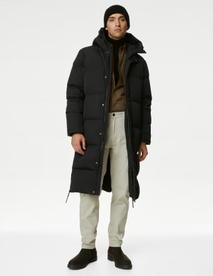 Long black puffer jacket on sale mens