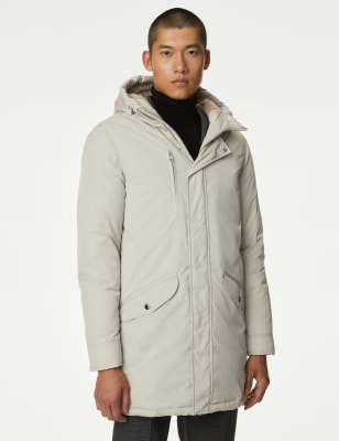 Down & feather parka with cheap stormwear