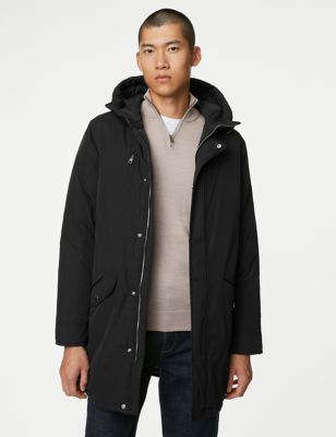 

Mens Autograph Hooded Feather and Down Parka Jacket with Stormwear™ - Black, Black