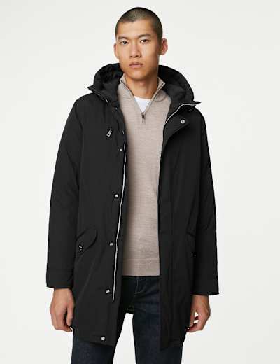 Hooded Feather and Down Parka Jacket with Stormwear™