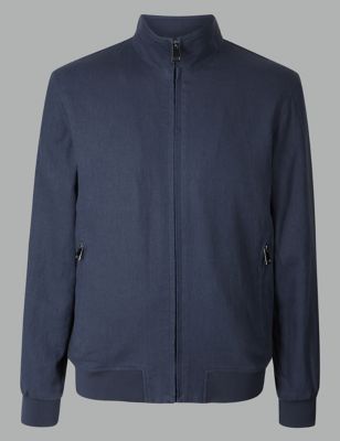 Linen Blend Bomber Jacket with Stormwear™ | Autograph | M&S