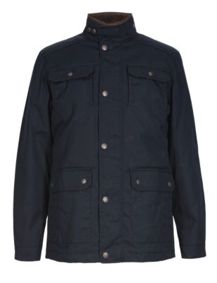 4 Pockets Waxy Military Jacket with Thinsulate™ | Blue Harbour | M&S