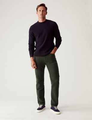 Marks And Spencer Mens M&S Collection Regular Fit Moleskin Trousers - Khaki, Khaki