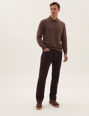 

Mens M&S Collection Pure Cotton Regular Fit Italian Moleskin Trousers - Dark Burgundy, Dark Burgundy