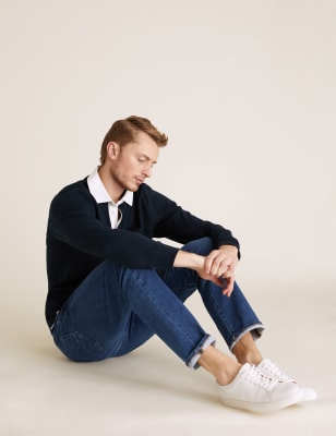 

Mens M&S Collection Superweiche Jeans aus Bio-Baumwolle in schmaler Passform - Medium Blue, Medium Blue