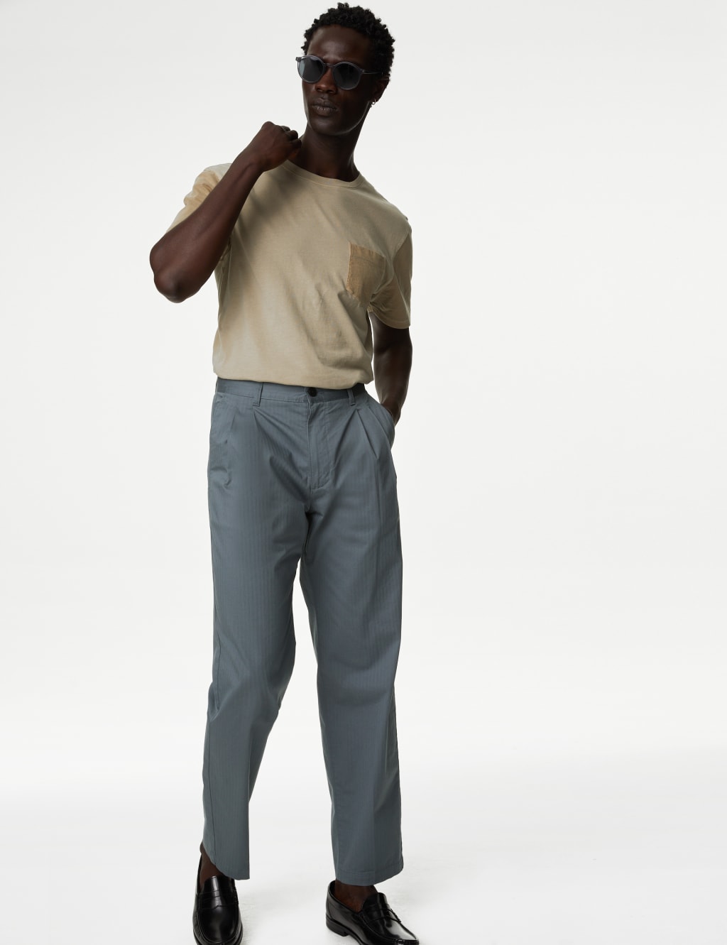 Walton Twin Pleat Herringbone Chinos image 3