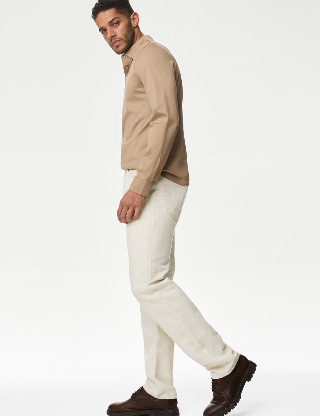 Straight Fit Linen Blend Jeans