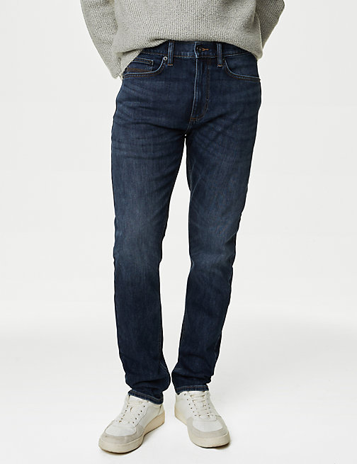Marks And Spencer Mens M&S Collection Slim Fit 360 Flex Jeans - Medium Blue, Medium Blue