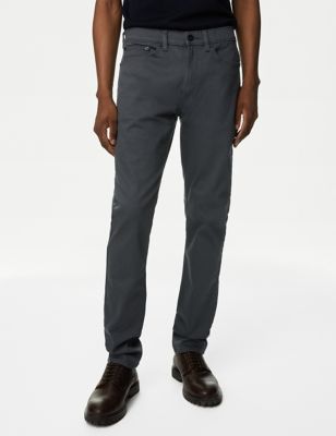M&S Mens Slim Fit 360 Flex Jeans - 3029 - Dark Charcoal, Dark Charcoal,Black,Blue/Black,Medium Blue,