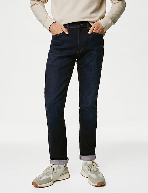 Marks And Spencer Mens M&S Collection Slim Fit 360 Flex Jeans - Indigo, Indigo