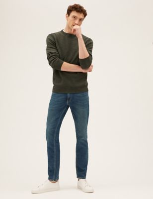 Marks And Spencer Mens M&S Collection Shorter Length Slim Fit 360 Flex Jeans - Slate Blue, Slate Blue