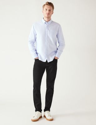 Marks And Spencer Mens M&S Collection Shorter Length Slim Fit 360 Flex Jeans - Black, Black