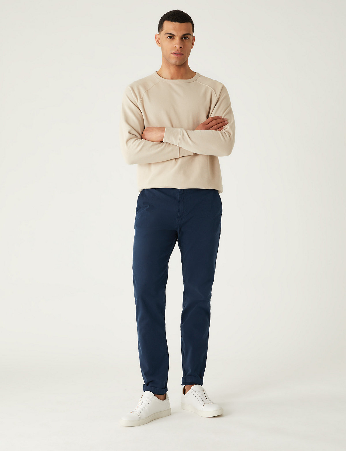 Slim Fit Textured Stretch Trousers