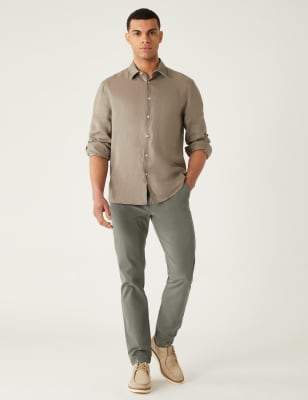 

M&S Collection Pantalón slim elástico texturizadoMens - Khaki, Khaki