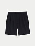 Seersucker-Shorts mit Stretch und doppelter Bundfalte