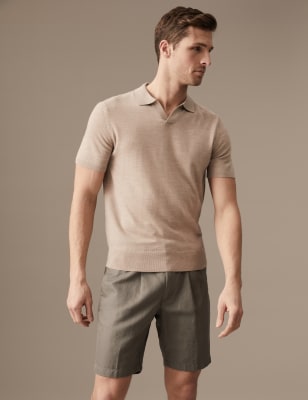 

Mens Autograph Cotton Linen Elasticated Waist Chino Shorts - Mole, Mole