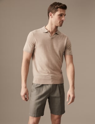 Cotton Linen Elasticated Waist Chino Shorts