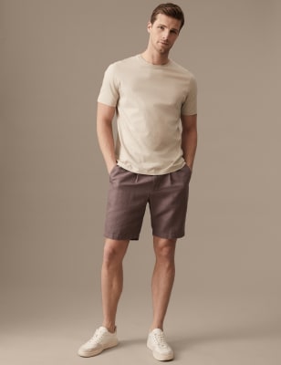 Cotton Linen Elasticated Waist Chino Shorts