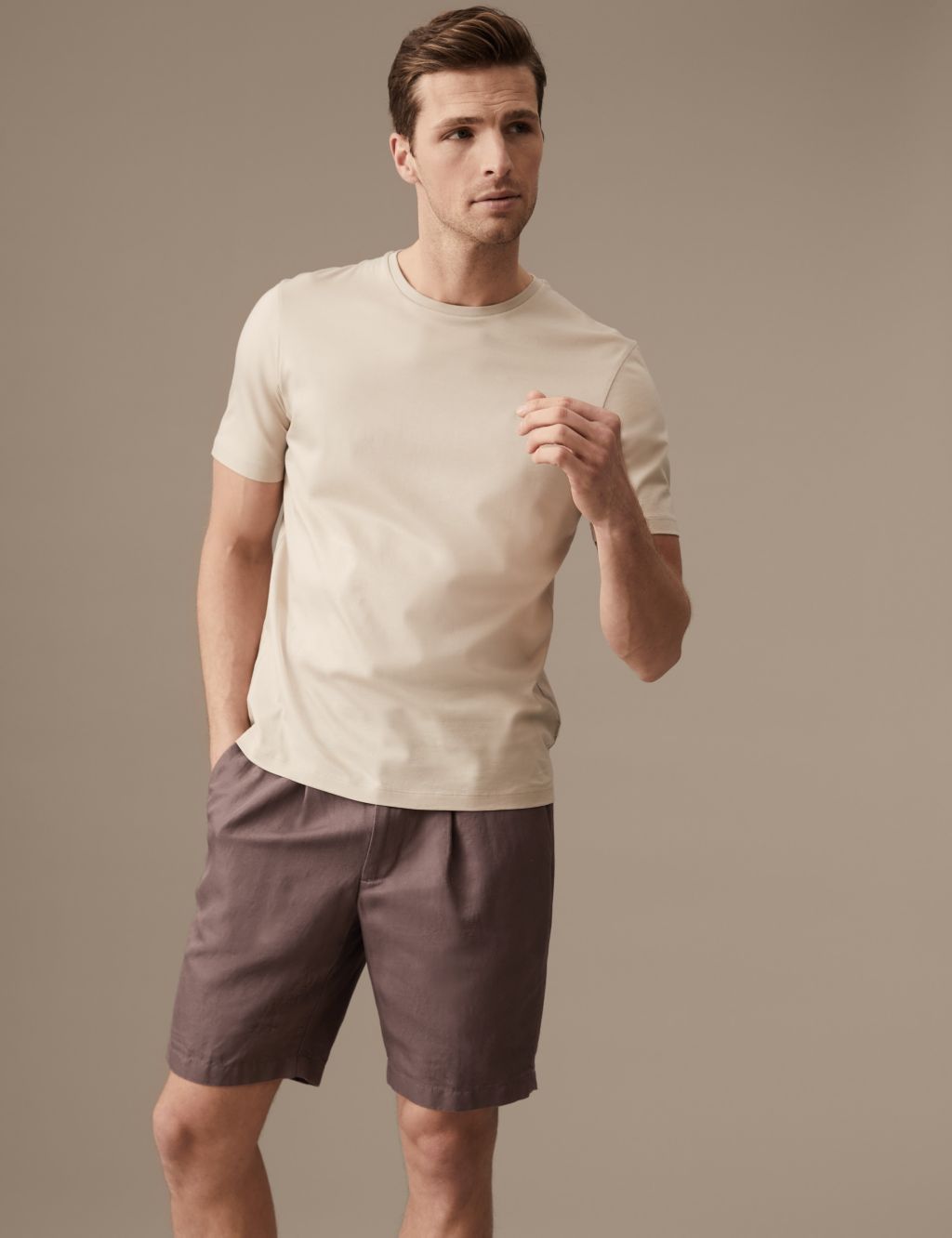 Linen Cotton Elasticated Waist Chino Shorts image 2
