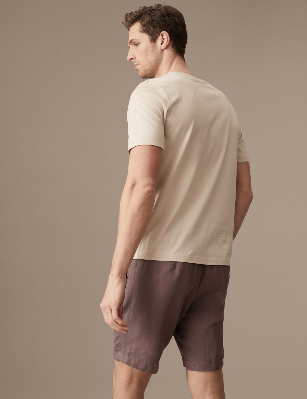 Linen Cotton Elasticated Waist Chino Shorts image 4