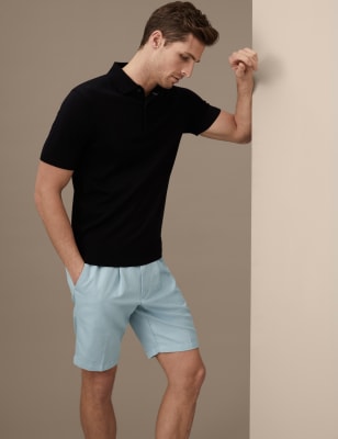 Cotton Linen Elasticated Waist Chino Shorts