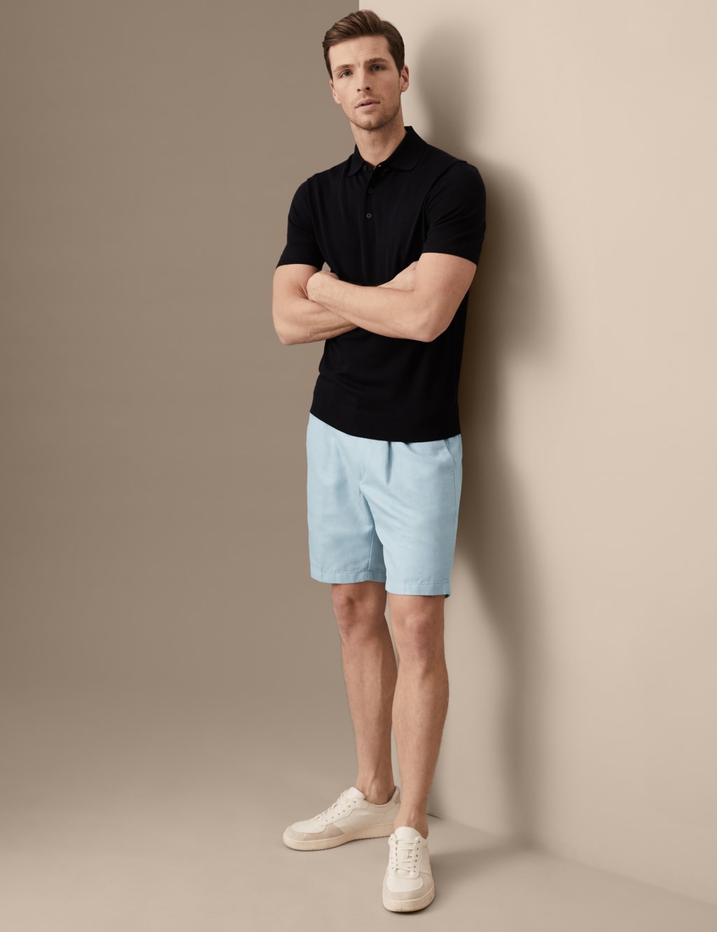 Cotton Linen Elasticated Waist Chino Shorts image 2